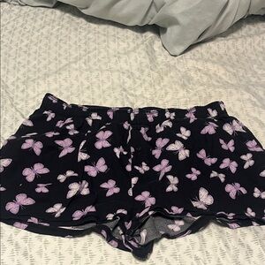 Victoria's Secret Black and Purple Butterfly High Waist Shorts
